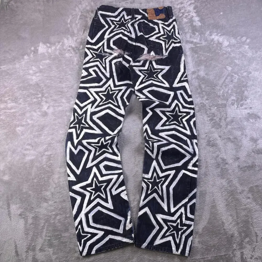 Vintage 1977 Levi’s 505-0217 Jeans 27x30 Hand Painted Stars Distressed USA